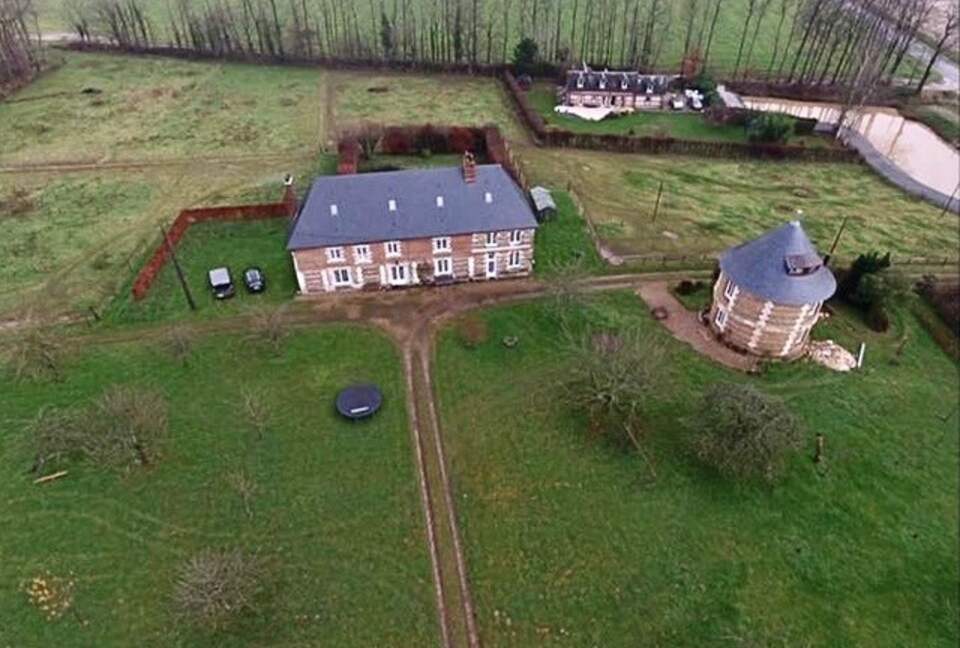 Biers eye view of the Manor house and the Colombier
