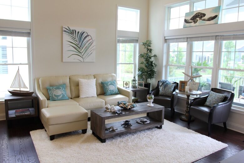 Family room with ample seating and large TV with streaming device