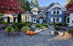 Front Entrance with Cobble Stone Walkway and Water Feature