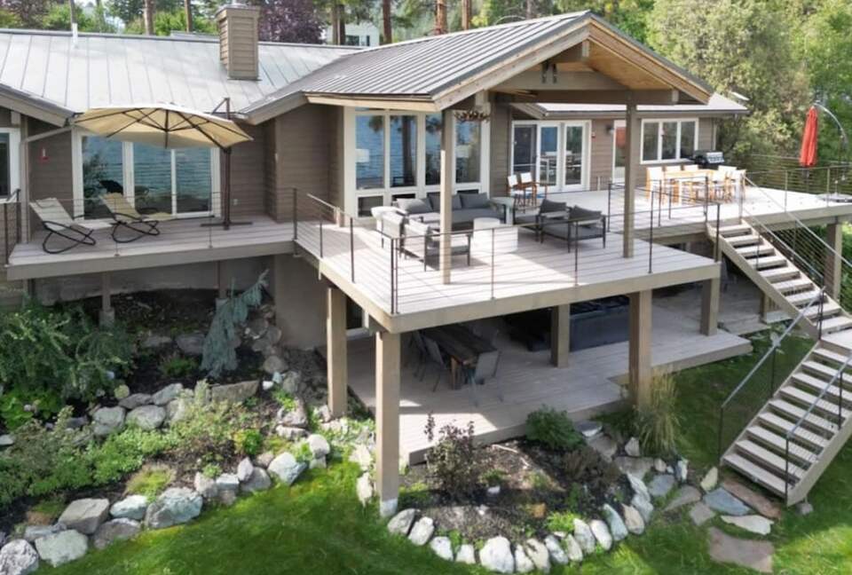 Private Flathead Lakefront Estate with Dock, Hot Tub & Panoramic Mountain Views - Rollins, Montana