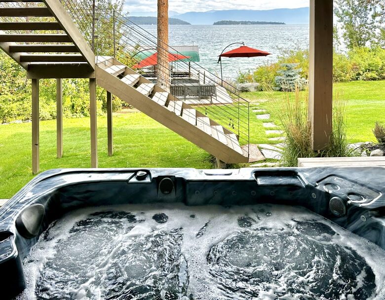 Private Flathead Lakefront Estate with Dock, Hot Tub & Panoramic Mountain Views - Rollins, Montana