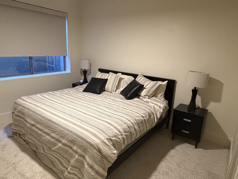 King bed with en suite bathroom