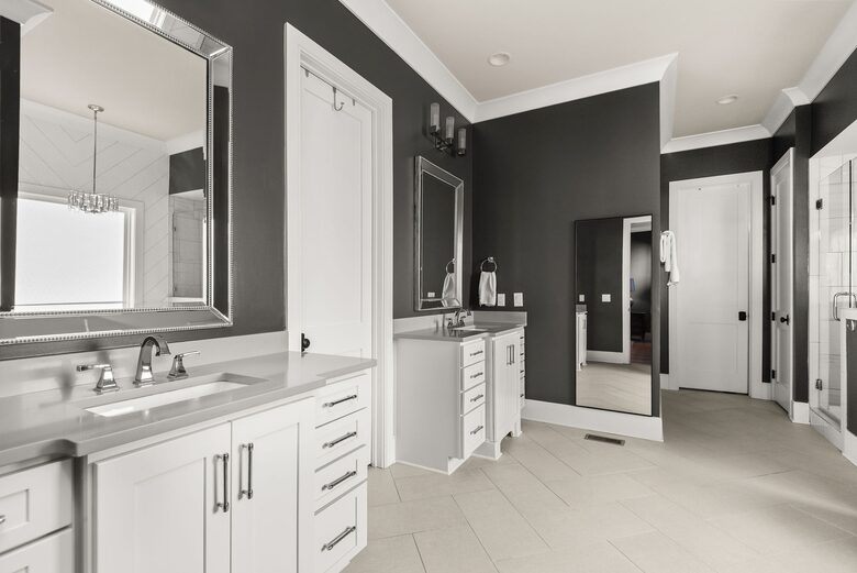 spacious primary bathroom
