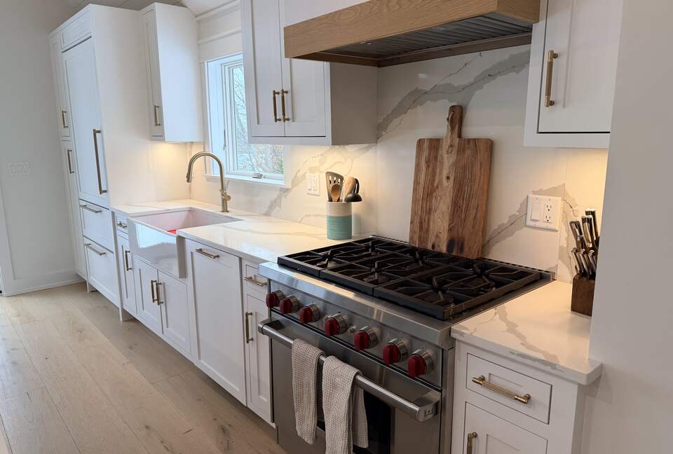 Wolf range, Cove dishwasher and Sub-Zero fridge
