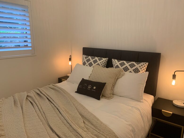 Queen size bed in studio