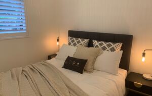 Queen size bed in studio