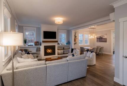 Living room, complete with record player, record collection