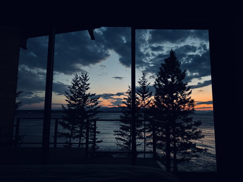 evening view from primary bedroom