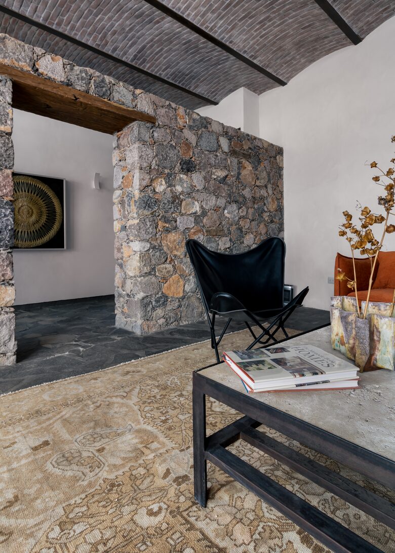 Original stone walls have been carefully preserved.
