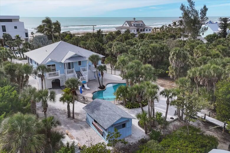 Secluded Gulf Retreat on Palm Island with Private Pool, Dock, Deeded Beach Access ! - Placida, Florida