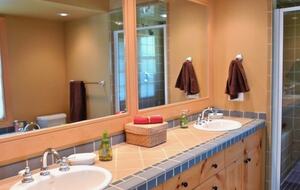 Master bathroom with shower and tub.