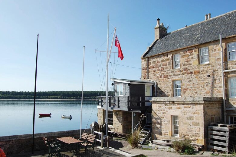Side of house overlooking Findhorn's tidal River
