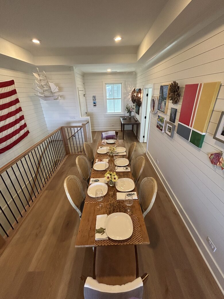 Dining Area and Art Wall, view toward elevator