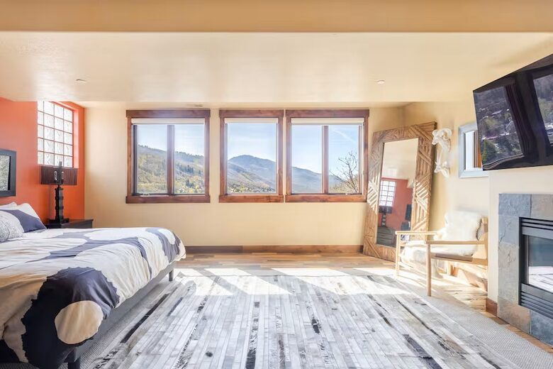 Primary Bedroom w/ FP, 65" HDTV, Views