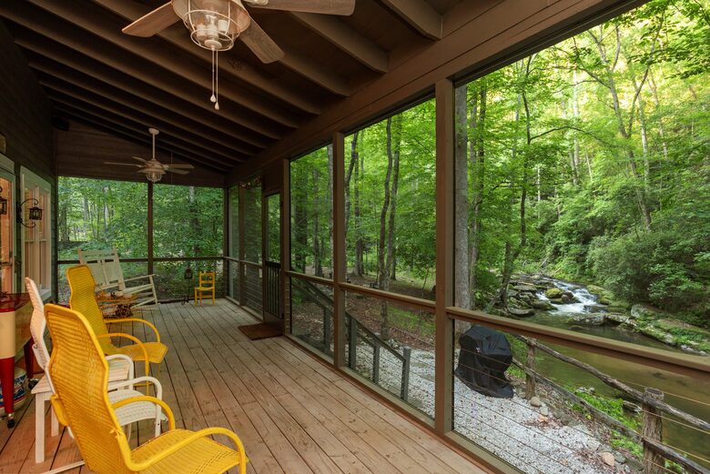 Back Porch w/Eastatoee River view. Bring your flies!