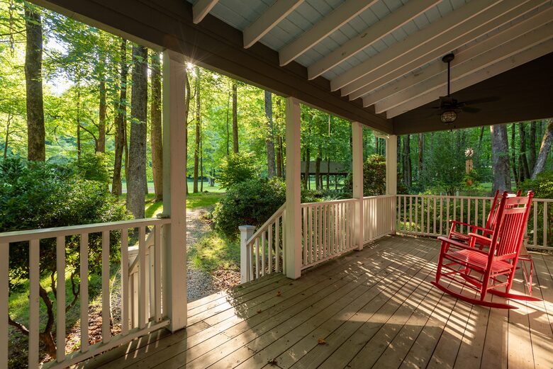Front porch overlooking 15 of 18 acres.