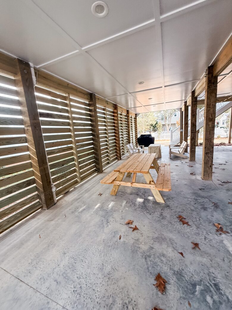 Shaded Picnic Table, Grill Area and Gas Powered FirePit with Seating