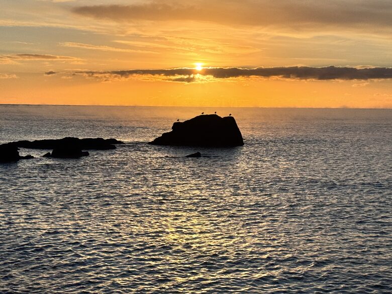 Sunrise at Looe beach (whilst dog walking)