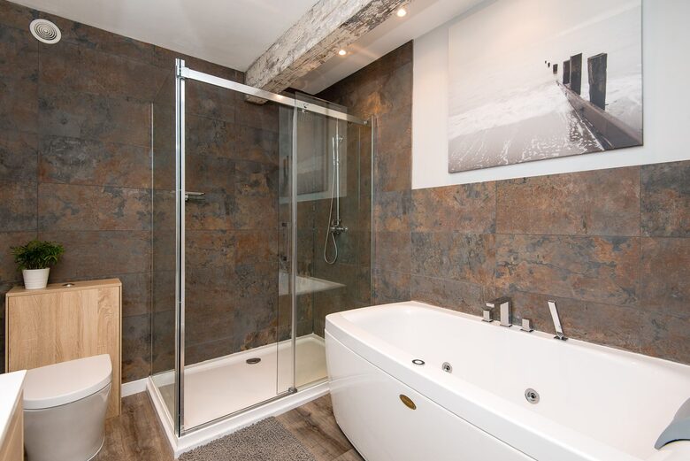 Master Ensuite with Jacuzzi bath & walk-in rainfall shower