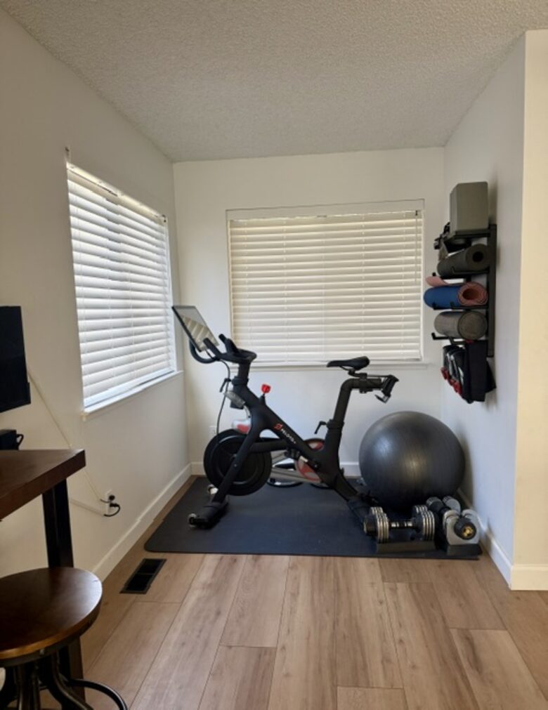 Pelton Bike and Workout Area in gameroom