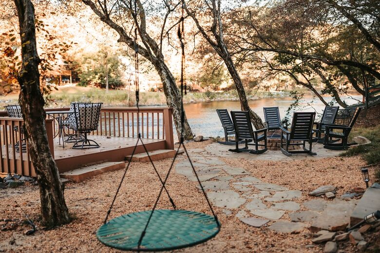Ellijay Mountain Retreat with Flat Riverfront Backyard - Ellijay, Georgia