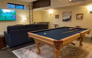 Pool Table downstairs, Lofted Beds above