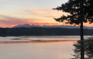 Sunset View of Olympic Mountains from deck