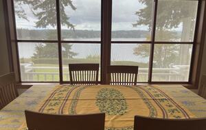 Dining table with view of bay