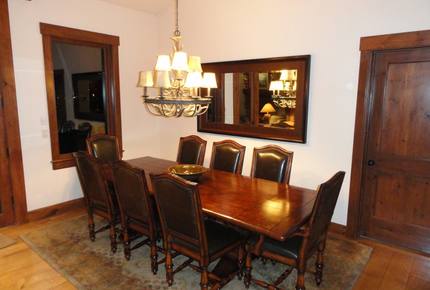 Dining area sets 8, plus 4 at counter and 2 at game table