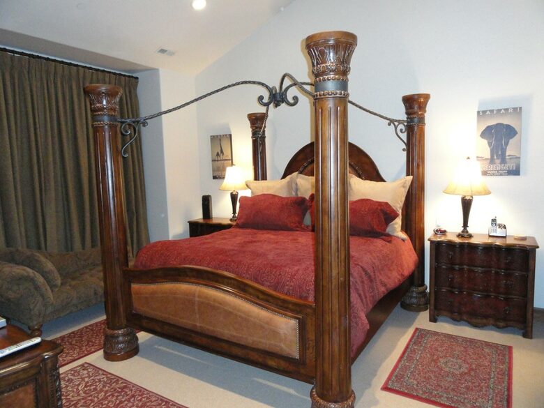 Master bedroom with vaulted ceiling