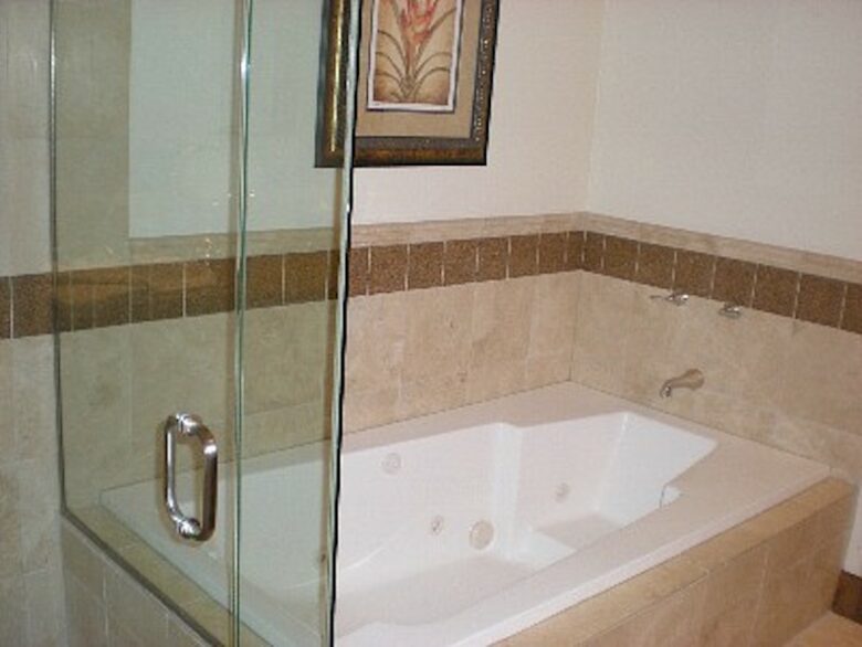 Master Bathroom tub and separate glass shower