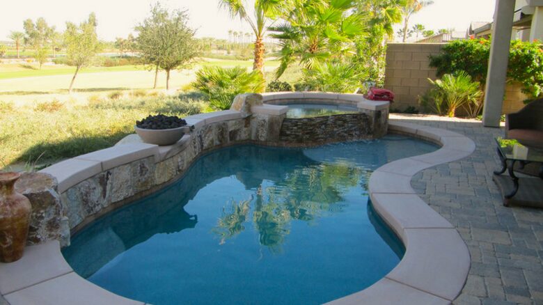 Backyard Pool and Hot Tub
