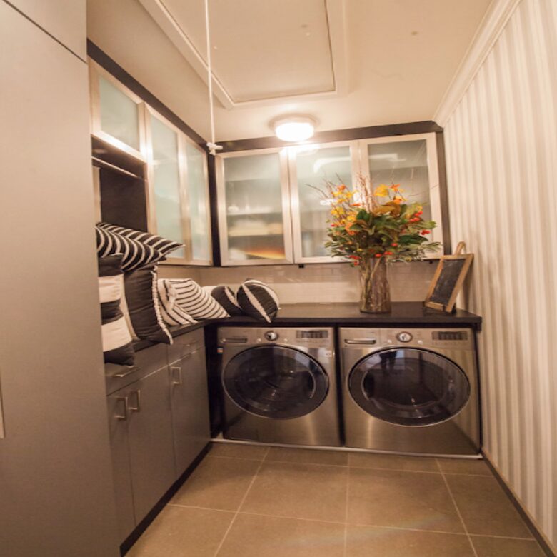 The laundry room immediately adjacent to the guest bedrooms.