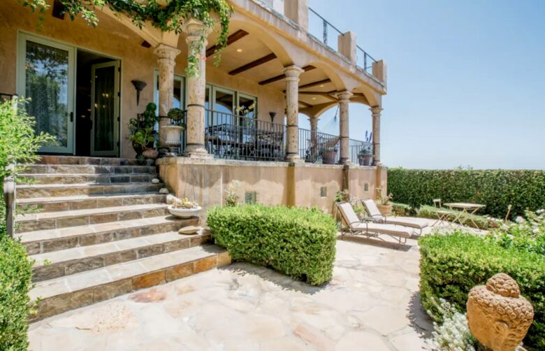 Steps from Loggia to yard and gardens
