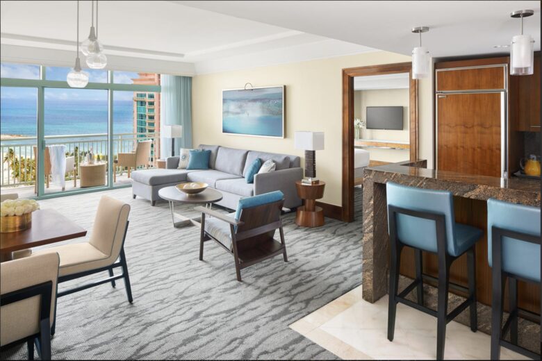 Living room, kitchen, dining room, full balcony and full bath