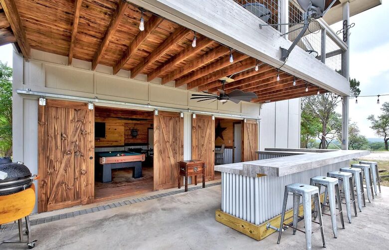 Exterior view of Retreat bar with 6 stools during the day