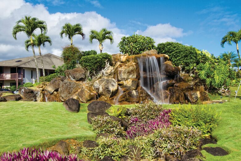 Home exchange at Wyndham Ka'Eo Kai, resort with rock waterfall