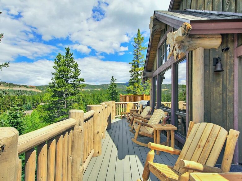 Home exchange in Breckenridge CO, deck with Adirondack-style chairs