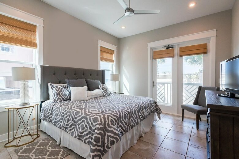 Home Exchange in Santa Rosa Beach, FL, master bedroom with deck