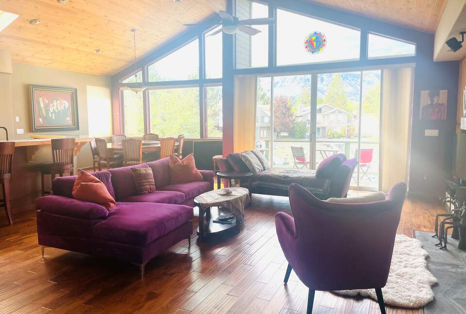 Comfortable living room basking in the sunlight