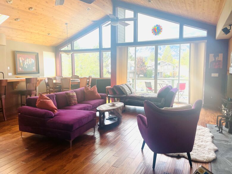 Comfortable living room basking in the sunlight