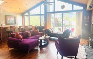 Comfortable living room basking in the sunlight