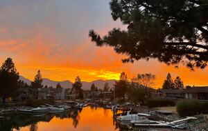 Unfiltered sunset view from deck and living room