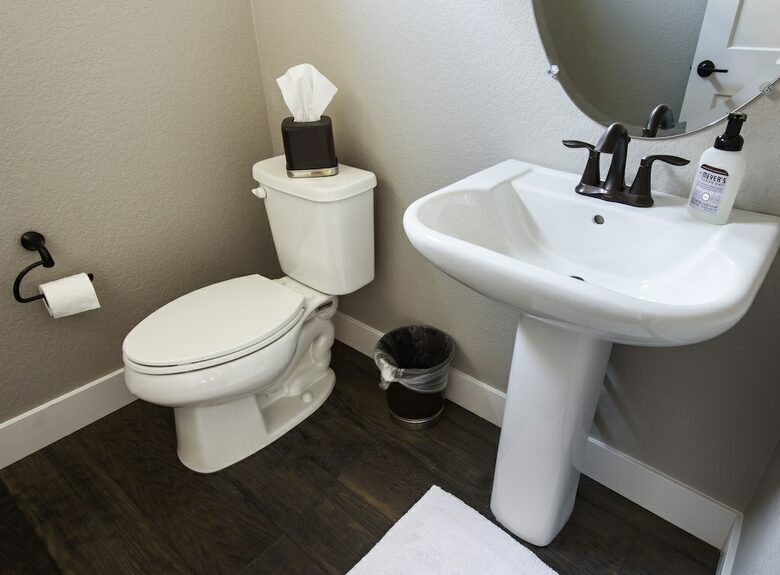 Home Exchange in Denver, CO, luxury townhome powder bathroom