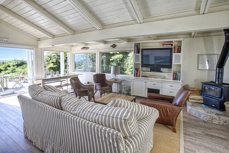 Entertainment space and great room in cottage