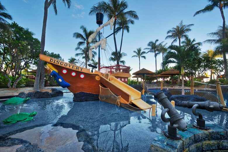 Home Exchange in Maui, HI, pool with slides for endless fun