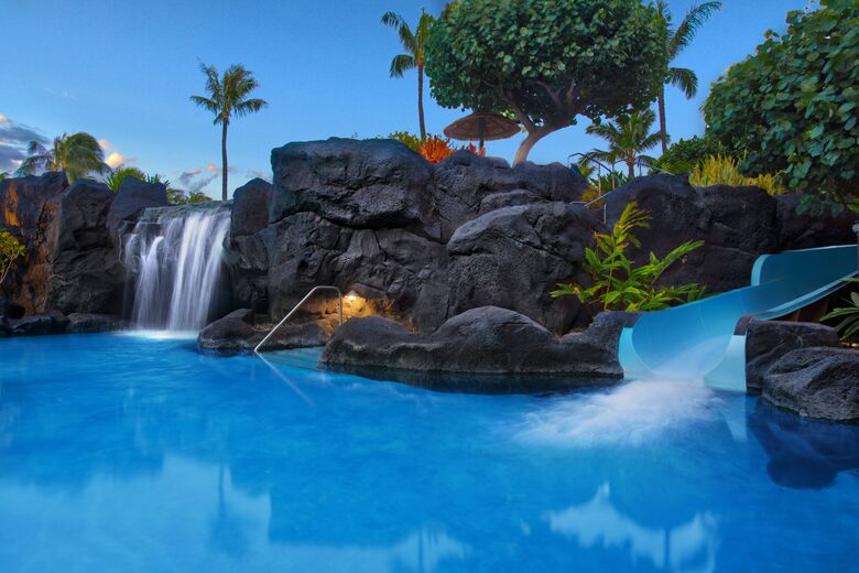 Home Exchange in Maui, HI, more slides into the blue pools