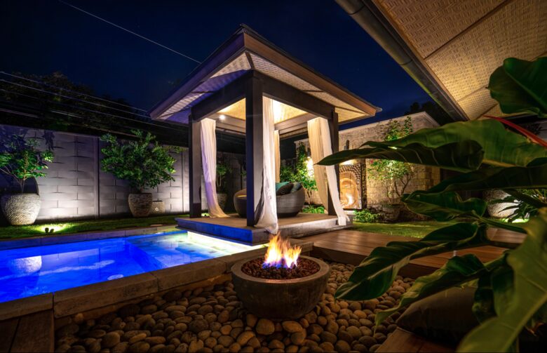 Cabana at night