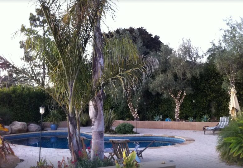 Heated pool with lounge areas