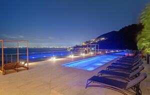 Rooftop pool at night